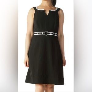 Whit House Black Market Sleeveless Slit Neck Built in Belt Career/Work Sheath 2